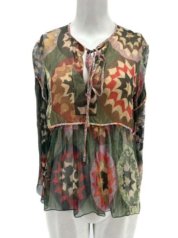 Blouse en soie multicolore