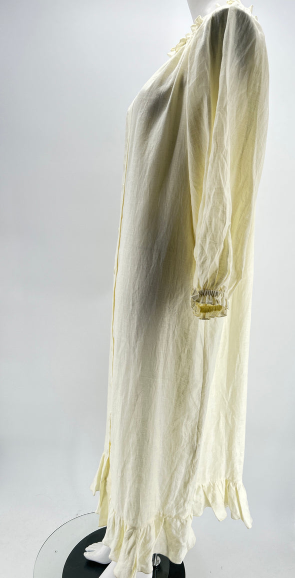 Robe longue en lin blanc cassé