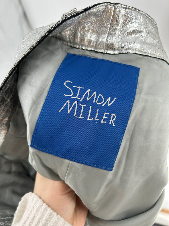 Pantalon en cuir argenté