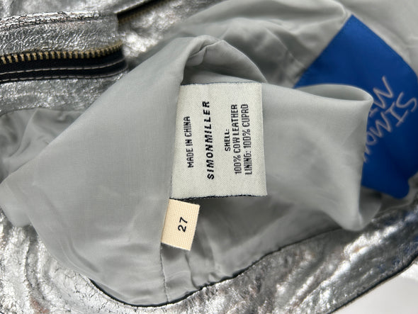 Pantalon en cuir argenté