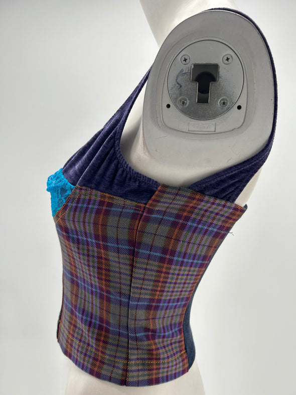 Bustier violet et bleu multi-matière