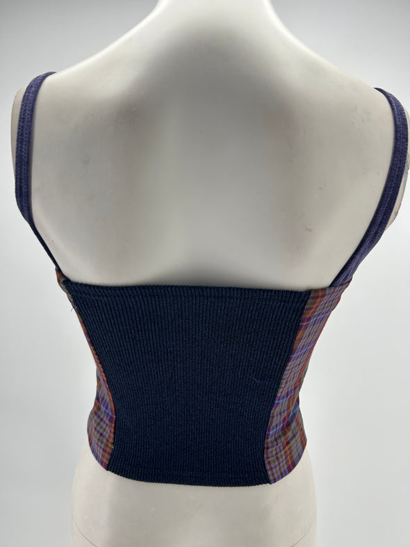 Bustier violet et bleu multi-matière