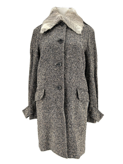 Manteau en laine et fourrure