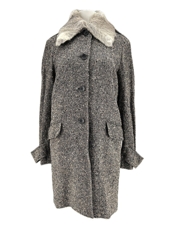 Manteau en laine et fourrure