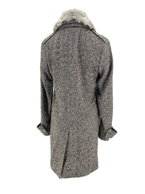 Manteau en laine et fourrure