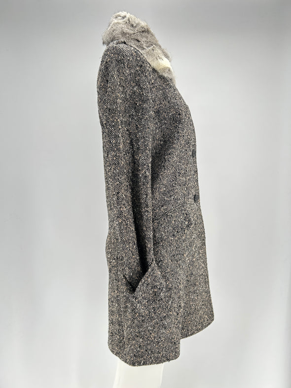 Manteau en laine et fourrure