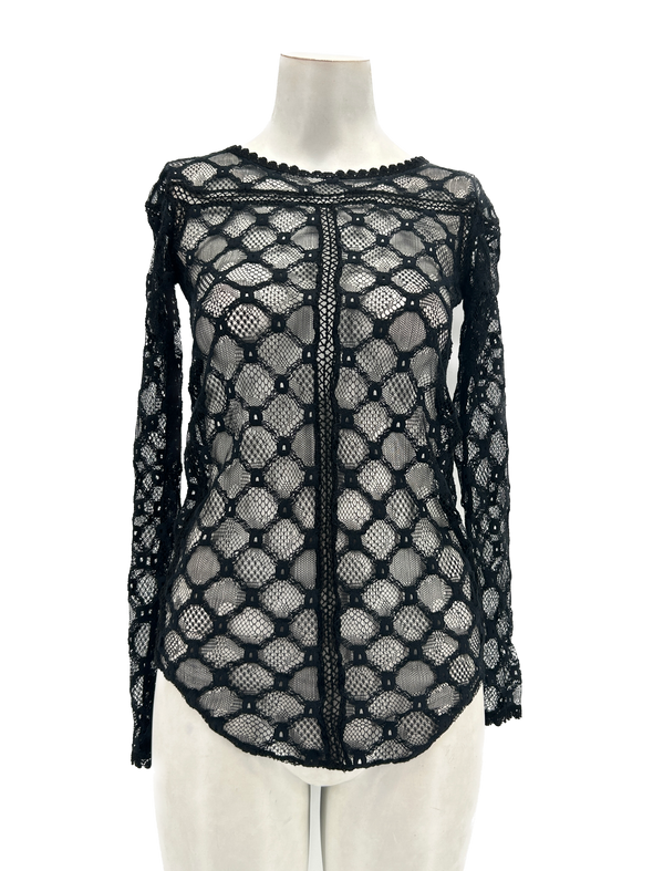 Blouse noire transparente en coton
