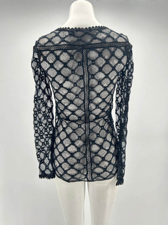 Blouse noire transparente en coton