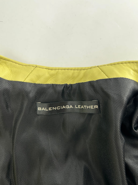 Veste en cuir jaune