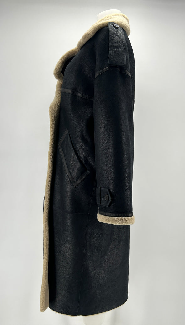Manteau oversize en peau lainée