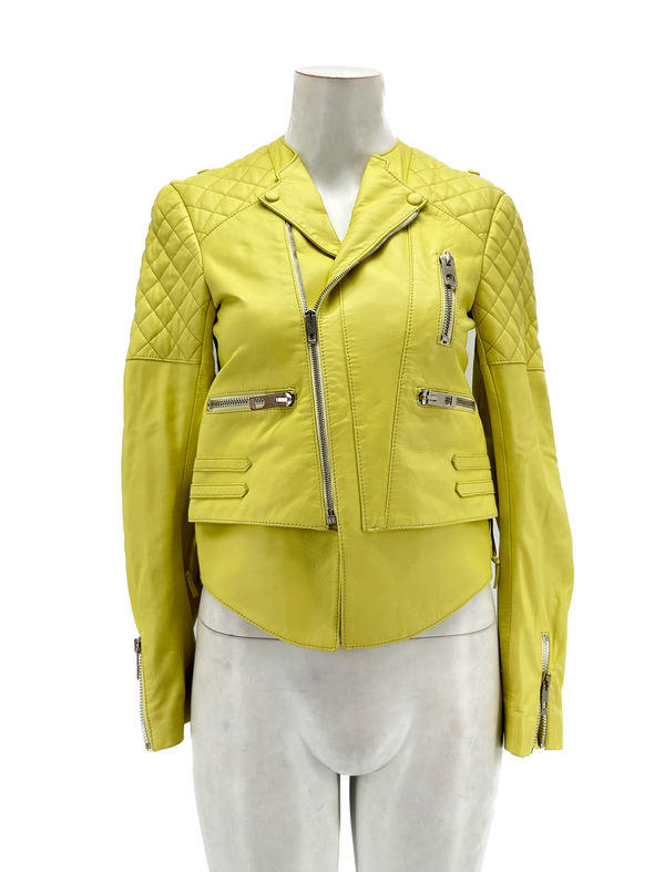 Veste en cuir jaune