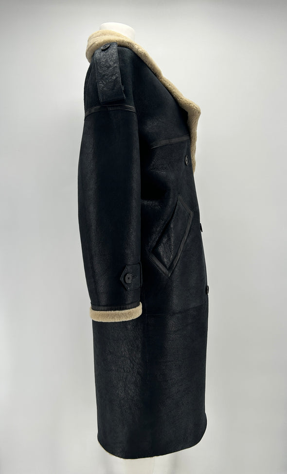 Manteau oversize en peau lainée
