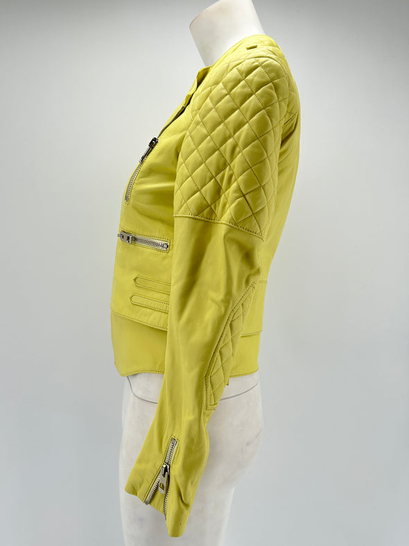 Veste en cuir jaune
