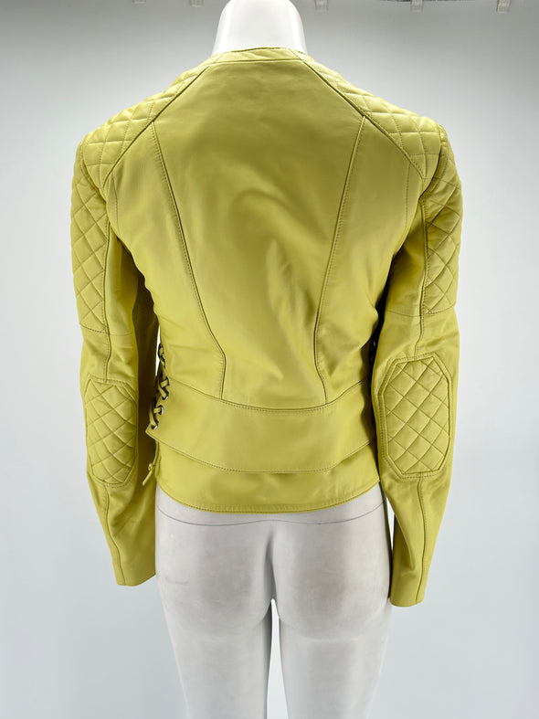 Veste en cuir jaune