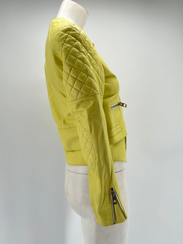 Veste en cuir jaune