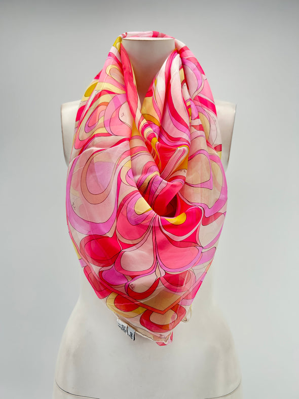 Foulard léger rose et jaune