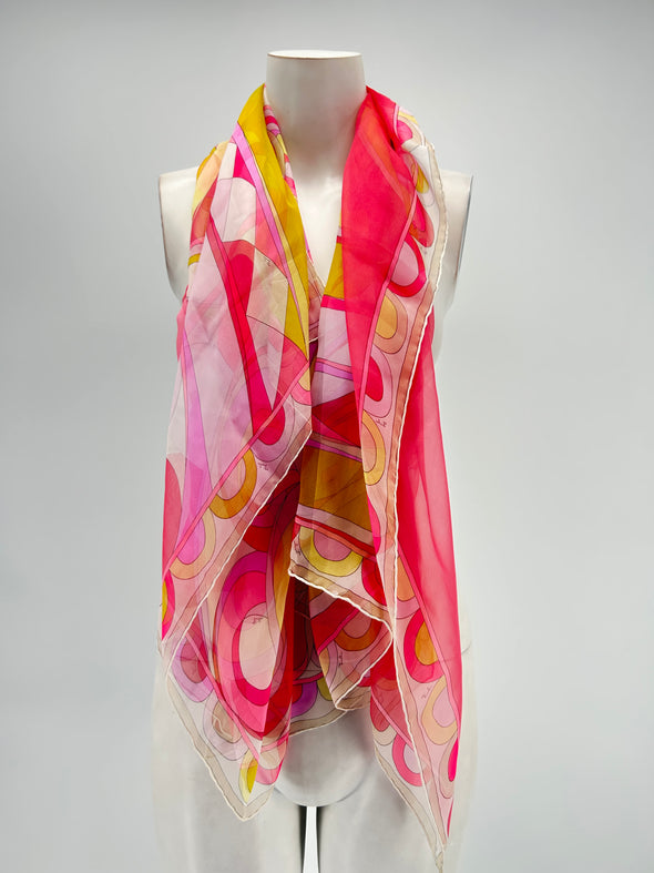 Foulard léger rose et jaune