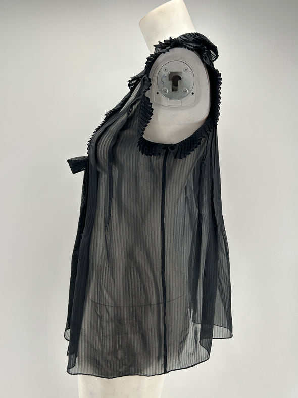 Top noir transparent en soie