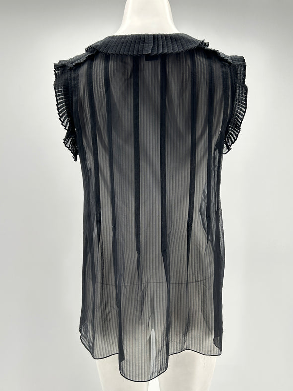 Top noir transparent en soie
