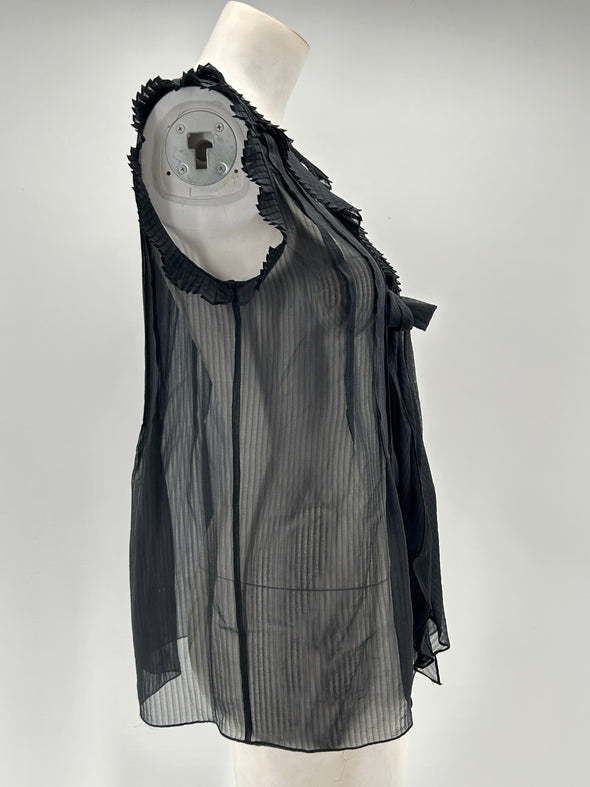 Top noir transparent en soie