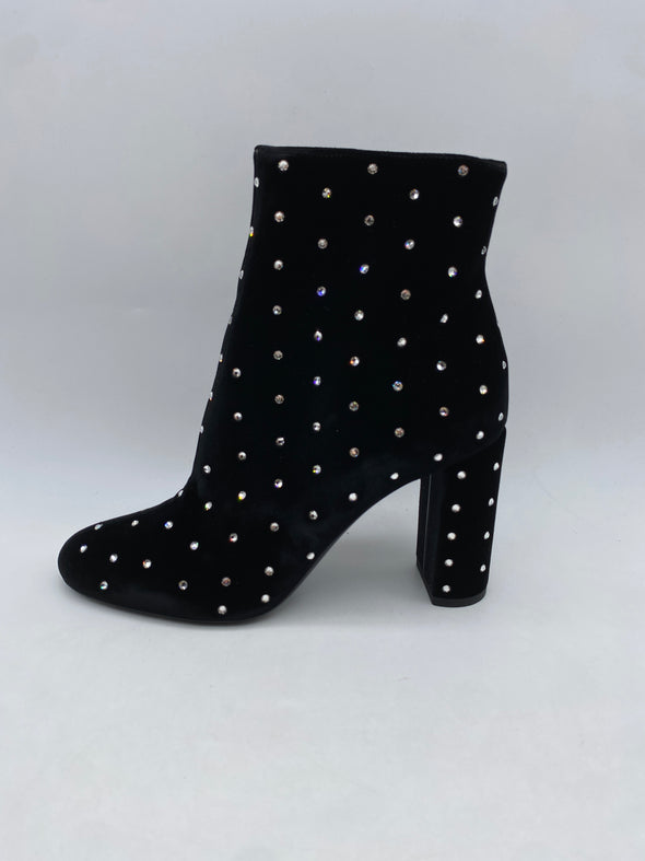 Boots en velours et strass