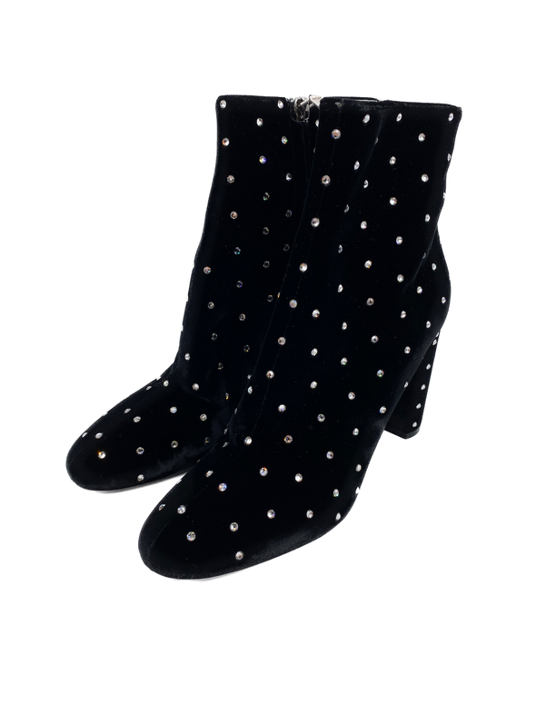 Boots en velours et strass