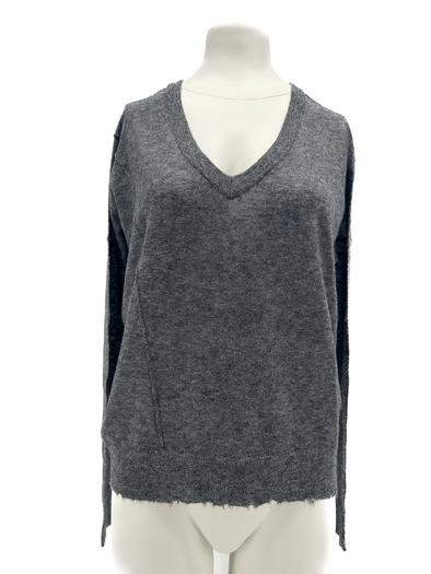 Pull gris à col V en cachemire