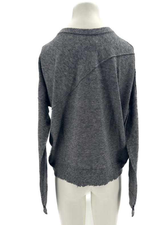 Pull gris à col V en cachemire