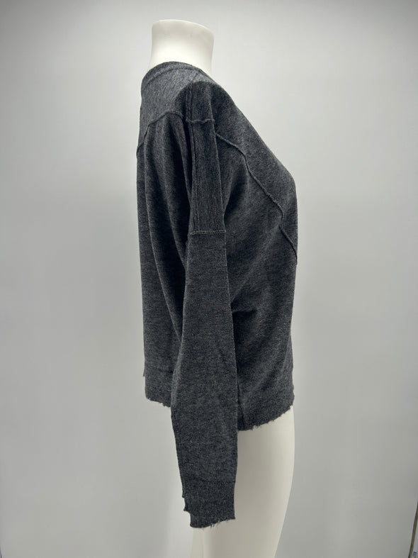 Pull gris à col V en cachemire