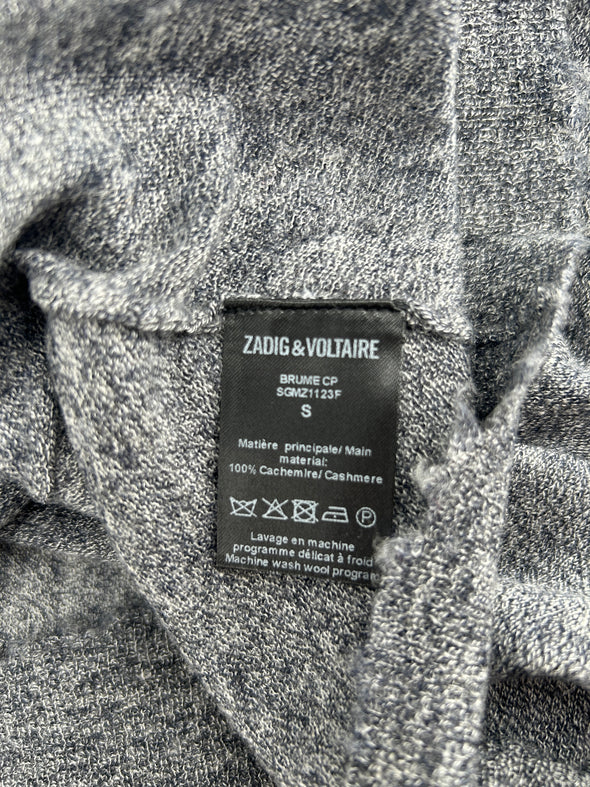 Pull gris à col V en cachemire