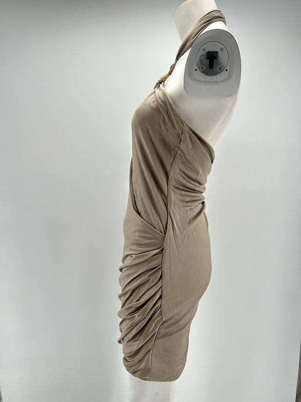 Robe taupe sans manches