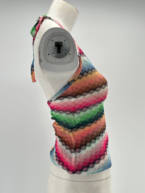 Top multicolore en coton à crochet