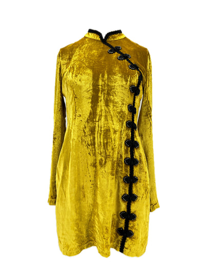 Robe en velours jaune