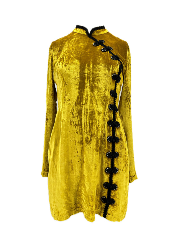 Robe en velours jaune