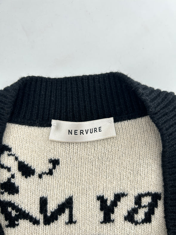 Gilet en laine noir et blanc à imprimé