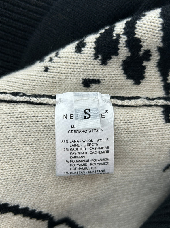 Gilet en laine noir et blanc à imprimé