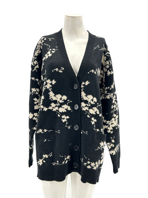 Gilet en laine noir et blanc à imprimé