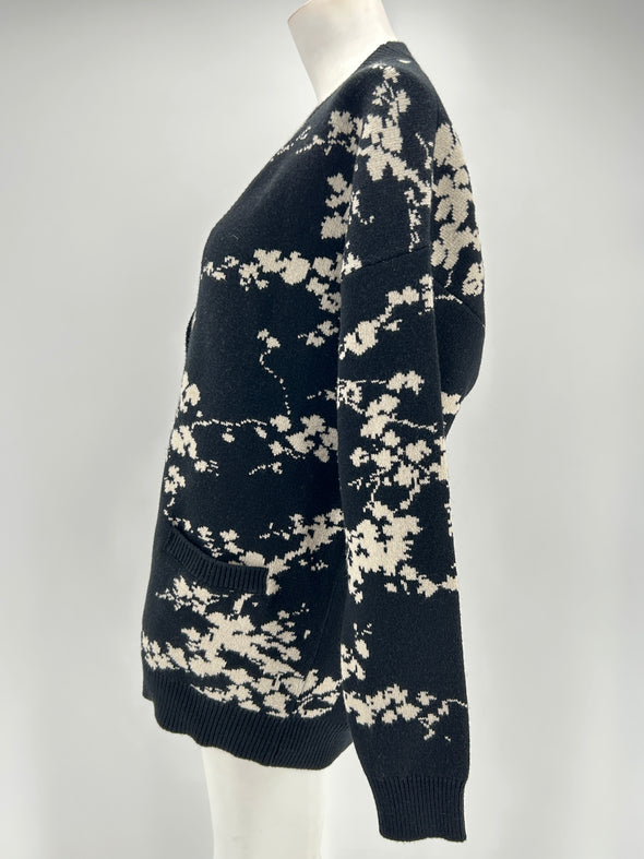 Gilet en laine noir et blanc à imprimé
