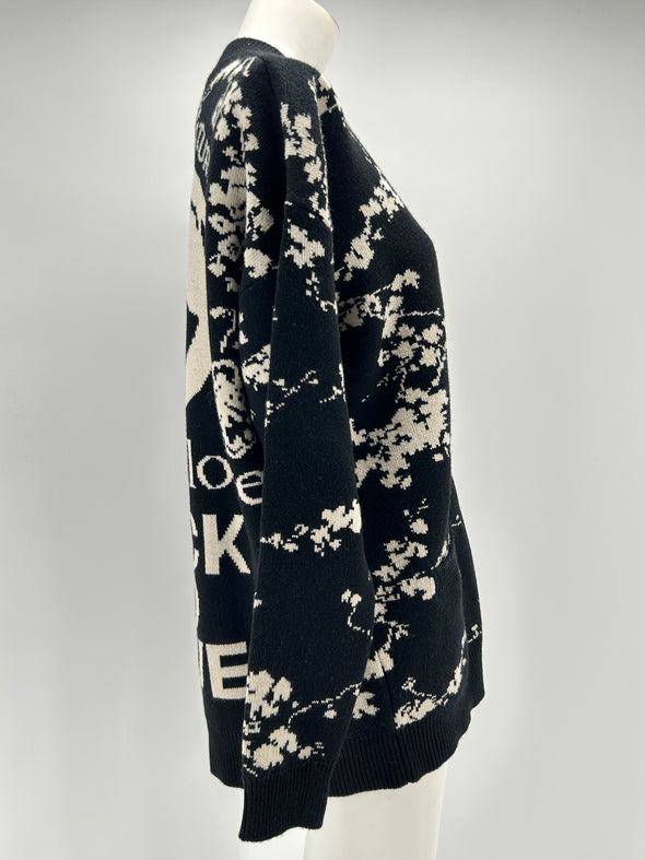 Gilet en laine noir et blanc à imprimé