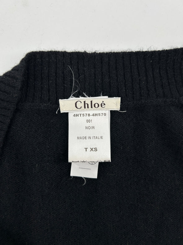 Pull noir en cachemire à col V