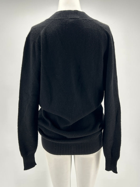 Pull noir en cachemire à col V