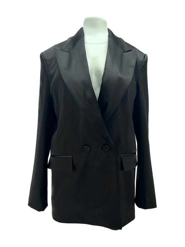 Blazer satiné noir "Eliane"