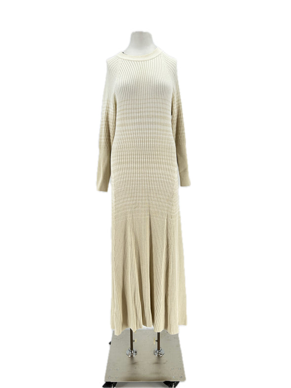 Robe côtelée écru