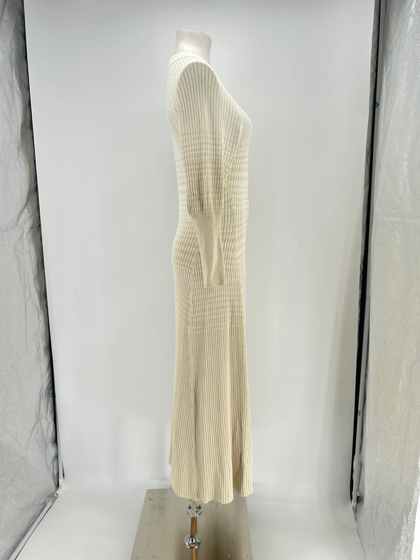 Robe côtelée écru