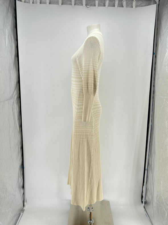 Robe côtelée écru