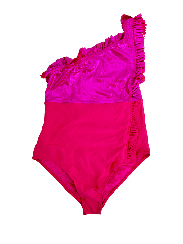 Maillot de bain une pièce asymétrique rose bonbon