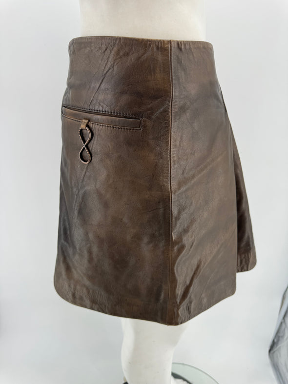 Jupe en cuir marron