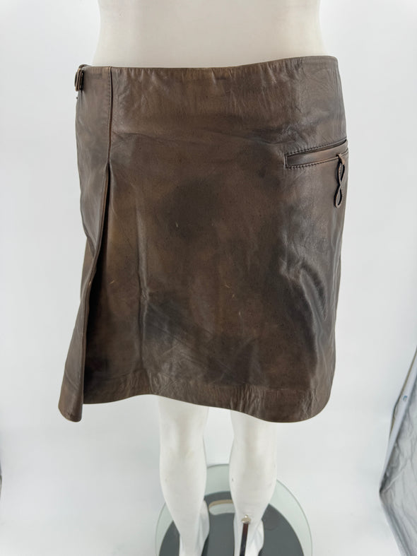 Jupe en cuir marron