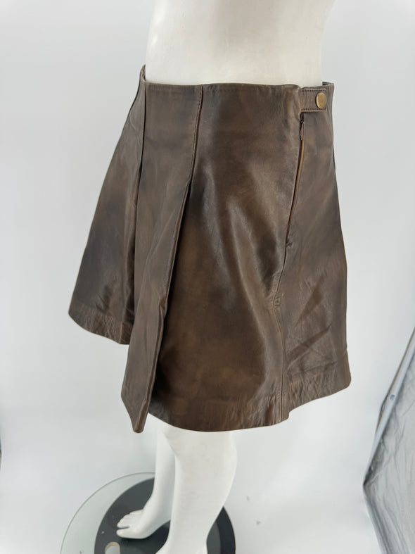 Jupe en cuir marron