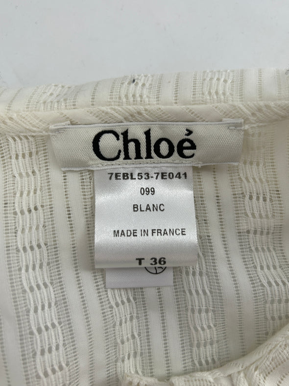 Top en coton à dentelle blanche